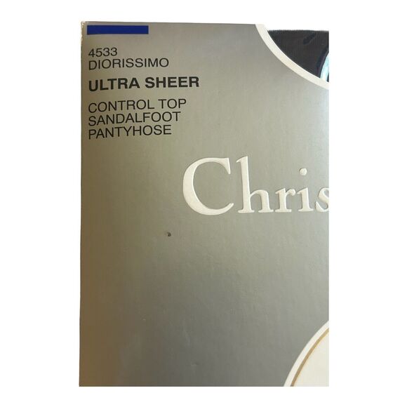 Christian Dior Diorissimo Pantyhose Ultra Sheer Control Top Sz 3 Navy Blue 4533 - Picture 2 of 5